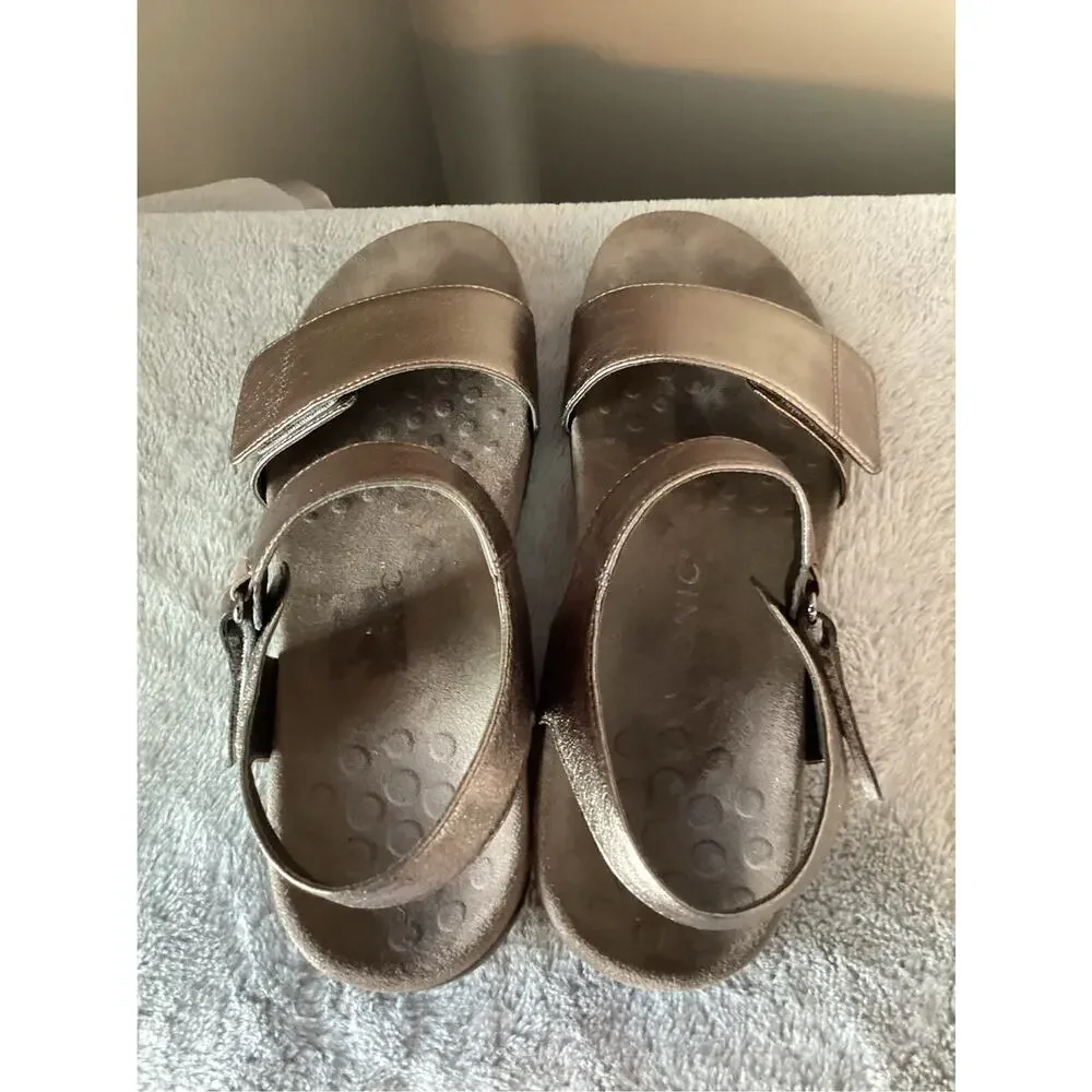 Vionic adjustable sandals marsala Metallic Gunmetal women's size 10